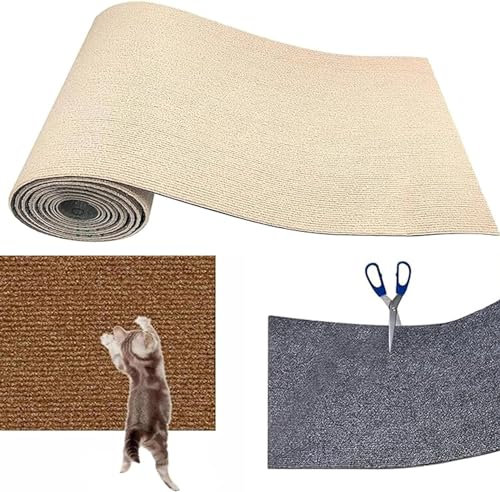 Accrue Climbing Cat Scratcher,Tapete Autoadhesivo para rascar Gatos,Reemplazo de Torres para Gatos, DIY Alfombra de Pared para Gato (30 * 100cm,Khaki)