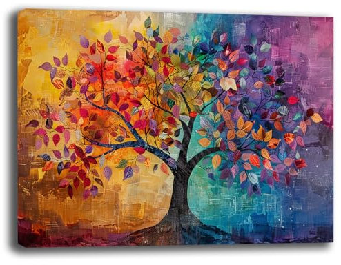 Quadro Moderno soggiorno ALBERO della VITA 4 Stagioni Astratto Quadri moderni da Parete Stampa su tela Canvas Decorazione Murale muro Arredo Camera da letto Salone (16, 30x40 cm)