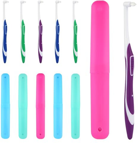RISF Tuft Zahnbürste, 6 Stück Einbüschelbürste 6 Stück Zahnbürstenetui, Zahnspangen Tuft Zahnbürste, Weich Büschelzahnbürste für Kieferorthopädische Zahnspangen und Brücken Detail Reinigung