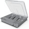 LIMIOFAQ Silverware Organizer with Lid, Covered Utensil Tray for Kitchen Drawer and Countertop, Plastic Cutlery and Flatware Storage Box for Spoons Forks Knives Holder Case, 5 Compartments,Grey