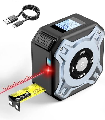 Metro di Nastro, Ricaricabile Misura di Nastro Laser con Display Digitale per Lunghezza Distinza Area Volume Misura Continua, Misuratore Laser 40M e Telemetro a Nastro 5M, Misuratori di Distanza Laser