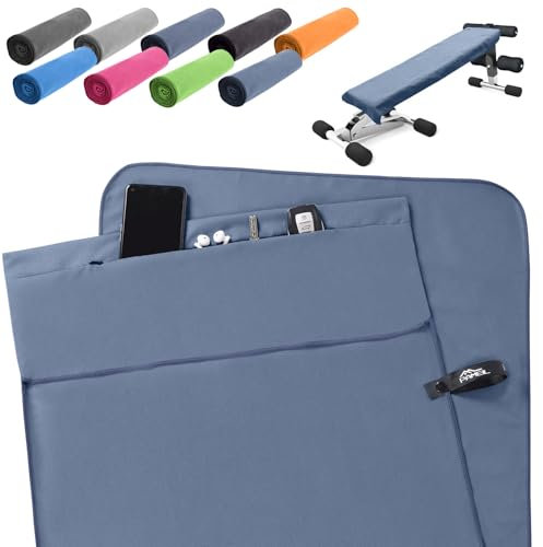 Pameil Asciugamano fitness |120 x 50 cm | Asciugamano da palestra in microfibra con tasca con chiusura lampo, compatto e ad asciugatura rapida – Asciugamano sportivo da palestra (blu navy)