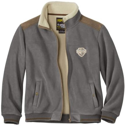 ATLAS FOR MEN Mens Sherpa Fleece Jacket - Mens Fleece Jacket with Stand up Funnel Collar - Men's Warm Winter Zip-Up Sherpa-Lined Fleece Softshell Jackets - Fleece Men UK Sizes S-4XL Gray
