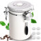 Esilihom Airtight Coffee Bean Storage, 1800ML Stainless Steel Coffee Canister with Measuring Scoop, Date Tracker & 6 CO2 valve, Beige