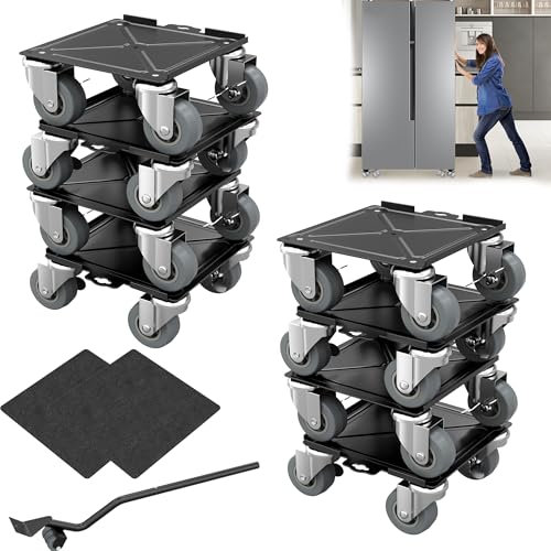 Suusolny 8 Stück Möbelroller Möbeltransportrollen Transportrollen Möbel Transportrollen Set Umzughelfer Möbeltransporthilfe Umzugshelfer Möbelheber mit Lastenhebe und Anti-Rutsch-Pad-Aufkleber 454KG