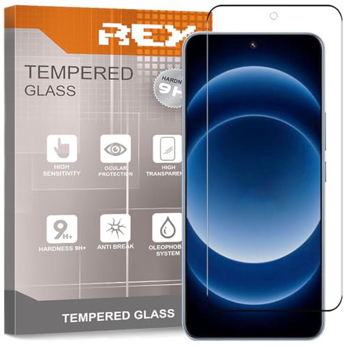 REY Protector de Pantalla Curvo para XIAOMI 14 Ultra, Negro, Cristal Vidrio Templado Premium, 3D / 4D / 5D, Anti Roturas
