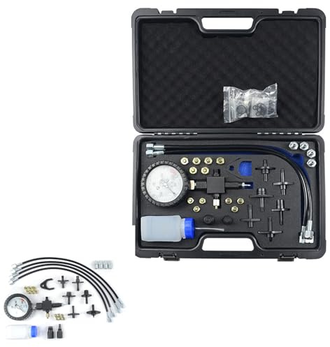 LIULIQ Common Rail Diesel Pressure Tester Kit, Diesel Engine Testing Gauge Manometer Kit with Injection Pipe Blank Testing, for Engine Cranking, Injector Leakage Test, Maximum Pump Pressure Test