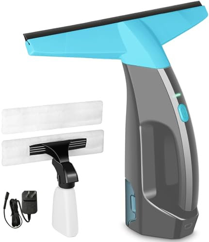 Kiato WC03 Window Vacuum, Power Window Squeegee 11, Rechargeable Window Vac with Spray Bottle, Electric Cleaning Tool for Showers, Mirrors, Glass, 2200mA, 200ml Water Tank
