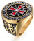 VCODWCSJO Dominante Ritter Tempelritter Kreuz Englisch Übertriebene Herren Ring Diamant Ring Geschenk-Gold-7