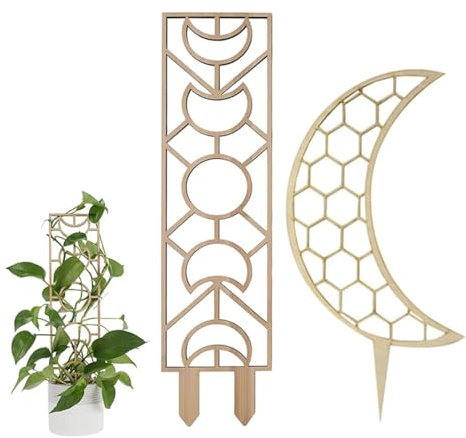 AEIOPRS 2 Pcs Supporto per Piante da Appartamento in Legno Traliccio Spessore 5 mm Ideale per Piante Rampicanti 30 cm Finestra lunare/Alveare lunare Colore Naturale