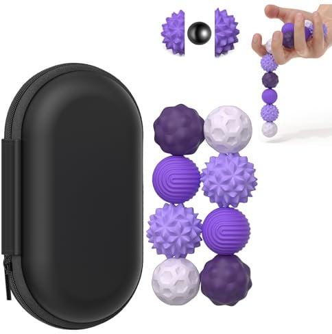 8 Stück Magnetische Fidget Toys, Magnetische Anziehungskraft Stress Bälle mit Silikonhülle, Magnetkugeln Stressball Silikon Sensorik Spielzeug, Sensory Toy ( lila )
