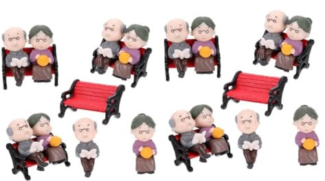 POPETPOP 8 Sätze Schwiegereltern Puppe Oma Perücke Opa Miniatur Großeltern Tortenaufsatz Landschaftsfigur Spielzeugbauernhof Paarfigur Gartenschmuck Puppenhausfiguren Outdoor- PVC