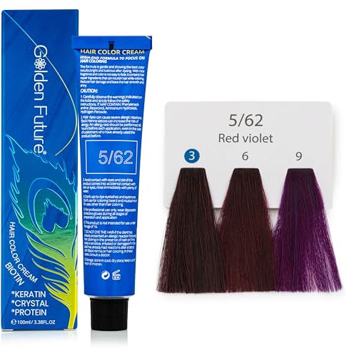 Golden Future Hair Colour Ammonia-free, with Crystal, Keratien, Protien ''Permanent Hair Dye'' (5/62 Red Violet, ''100ML'') hair color, hair dye