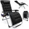 Lischwert Garden Zero Gravity Chaises de jardin inclinables robustes en textilène, appuie-tête réglable, support de tasse et de téléphone, chaises longues pliables (noir mat)
