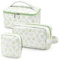 beifon 3er Set Kosmetiktasche Kulturtasche Damen mit Blumenmuster, Kulturbeutel Make Up Tasche, Tragbare Schminktasche Makeup Bag Waschtasche Groß Frauen Mädchen (Grün)