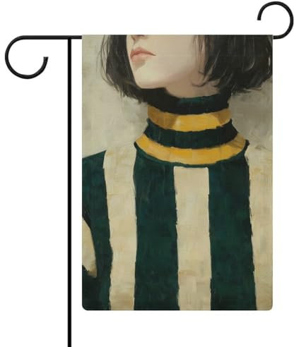 Bandiera da giardino a righe verde smeraldo giallo con bandiera da giardino in tela da imballaggio su entrambi i lati per casa cortile bandiere esterne 30,5 x 45,7 cm