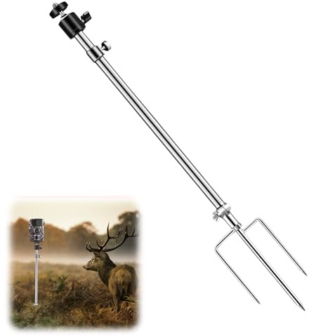 FuxFuis Wildkamera Halterung Edelstahl Kamera Halterung Outdoor Kamerahalterung Verstellbar von 40 bis 80 cm Kameraständer Dauerhaft Trail-Kameraständer für Nachtangelbeleuchtung Solarpaneele