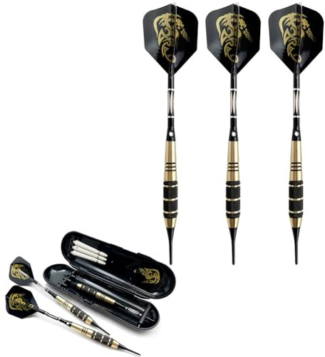 Hausio 18g Dart Pfeile- Schwarz Scorpion Deluxe Soft Dartpfeile Set with Luxury Case, Weiche Spitze Darts Set dauerhaft für elektronisches Dartboard