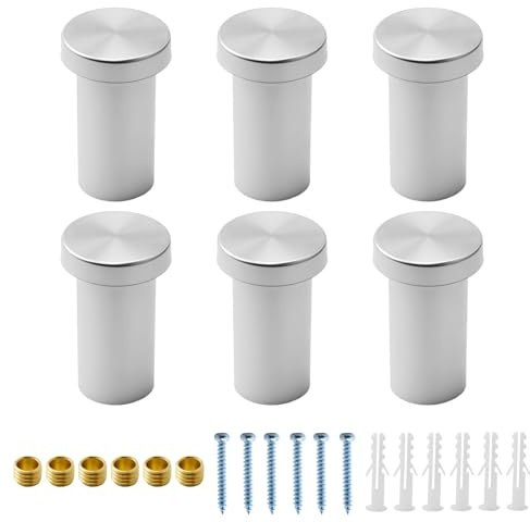 6 ganchos de pared para toallas, ganchos de pared redondos, de acero inoxidable, con tubos de expansión, tornillos y manguitos de cobre, para baño, dormitorio, oficina
