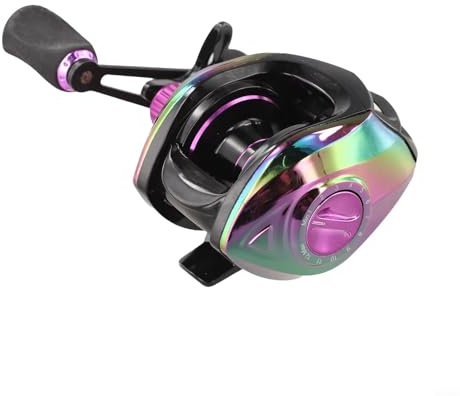 Baitcasting - Mulinello da pesca ad alta velocità 7.2: rapporto leggero, corpo in metallo viola, sistema di trascinamento liscio, 8 kg, per spigole d'acqua dolce (mano destra)