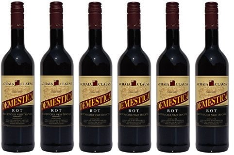 6x Demestica je 750 ml griechischer Rotwein trocken Achaia Clauss 12 % + 2 Probier Sachets Olivenöl aus Kreta a 10 ml - griechischer roter Wein …