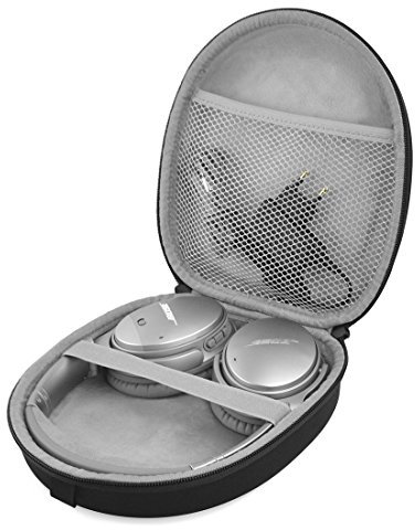 Linkidea Headphones Carrying Case Compatible with Bose QuietComfort 35, QC45, QC35 II, AE2, SoundLink, SoundTrue Case, Protective Hard Shell Travel Bag with Cable, Charger Storage (Black)