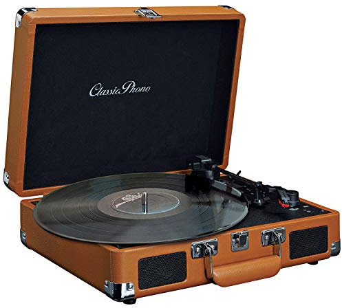 Lenco Classic Phono TT-10BN - Platine Vinyle Valise - Haut-Parleurs - Fonction arrêt automatique - 3 vitesses - Entraînement par courroie - AUX - Sortie ligne - Marron