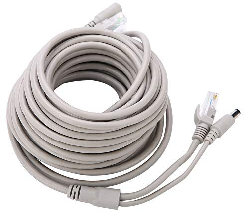 ASHATA Ethernet Cable,5M/10M/15M/20M RJ45+DC Ethernet CCTV Cable for IP Cameras NVR System 10Mbps/100Mbps,Networking Cable Cat 5 Cable with RJ45 Port.(15M)