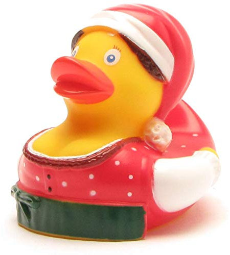 Duckshop I Badeente Weihnachtsfrau im Dirndel I Quietscheentchen I Quietscheente L:8,5 cm I Geschenk Bayern-Fans I Präsent Weihnachten