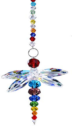 H&D HYALINE & DORA Crystal Dragonfly Rainbow Suncatcher Hanging Fengshui Chakra Beads Pendant Window Decor