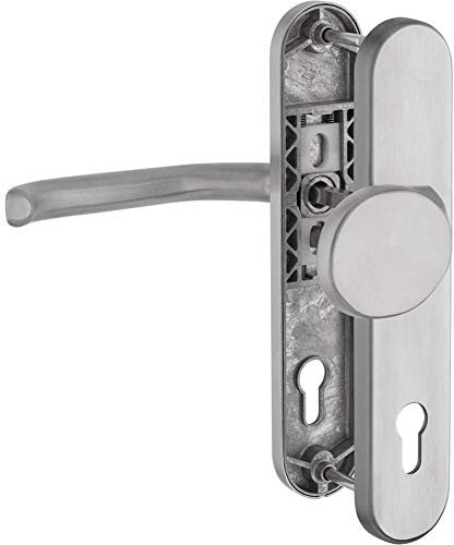 WeRo Schutzbeschlag für Haustüren Knopf/Drücker mit Hochhaltefeder Edelstahl matt