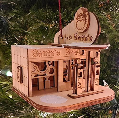 Ginger Cottages Old World Santa’S Sleigh Station Glass Blown Tree christmas-ornaments, Multi