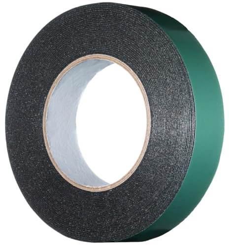 YoiYee Nastro biadesivo in schiuma, 30 mm x 10 m, forte adesivo verde, nastro adesivo per vetri, nastro di montaggio in spugna PE, nero