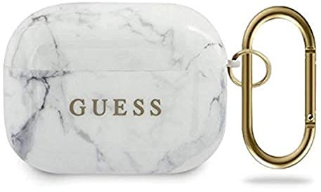 Guess GUACAPTPUMAWH Marble Collection Hülle für AirPods Pro Weiß