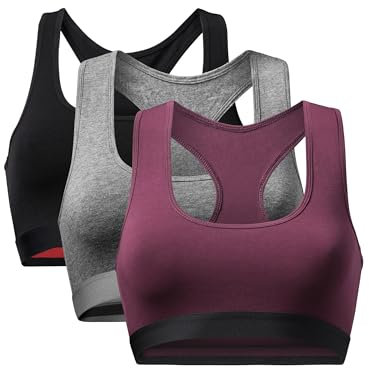 DANISH ENDURANCE Damen Cotton Bralette BH, Weiche Bio-Baumwolle, 1er und 3er Pack, BHS ohne Bügel, bequem, angenhmer Halt (Mehrfarbig (1x Dunkelgrau, 1x Schwarz, 1x Weinrot), X-Large)