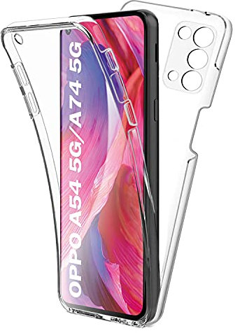 AURSTORE Coque pour Oppo A54 5G / A74 5G / A93 5G Protection intégrale Avant + Arrière en Rigide, Housse Etui Pochette Tactile 360 Degré (Transparent)