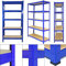 Royalswill Scaffalatura per carichi pesanti, 170 x 75 x 30 cm, 5 ripiani, in metallo, per cantina, officina, cantina, garage, blu