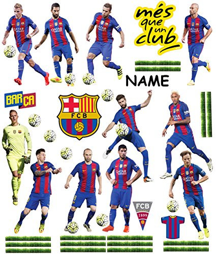 alles-meine.de GmbH 38 TLG. Set Fensterbilder Fußball Mannschaft - FCB - FC Barcelona - Fußballverein - incl. Name - zum Spielen & als Deko - Sticker Fenstersticker Aufkl..