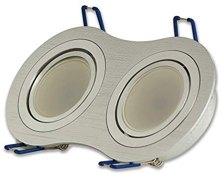 LED Einbau-Strahler 2-flammig 7,5 Watt dimmbar warmweiß rund 230V - Edelstahl gebürstet Einbauleuchte schwenkbar - Einbau-Spot Decken-Strahler Deckeneinbaustrahler Deckenspot