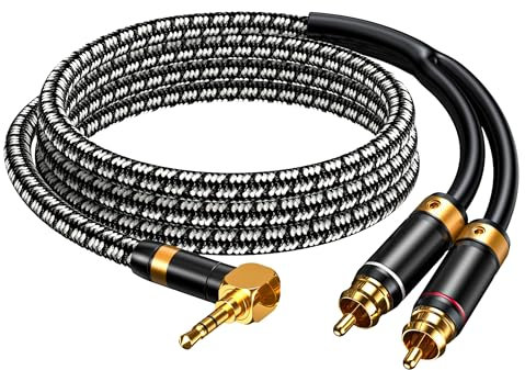Wekuant Audiophile RCA Cable, [2M/6.5Feet, Silvered-Plated Copper core] 3.5mm Male to 2RCA Male Stereo Audio Adapter Cable with Outer diameters 6.5mm for Smartphones, Tablets, Speakers, HDTV