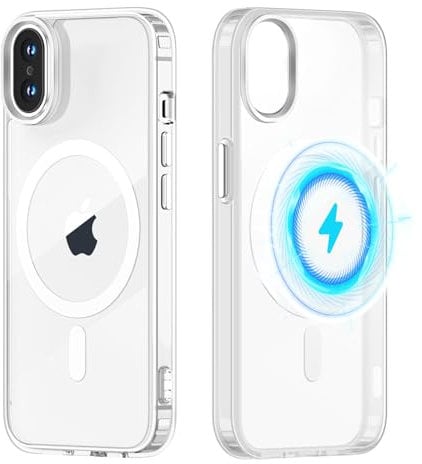 Yoedge Clear Magnetic Case for iPhone X/XS with Built-in Magnets Compatible with MagSafe Charging 5.8 inch, Ultra Slim PC + TPU Silicone Protective Shockproof Bumper Cover for iPhone XS, Transparent