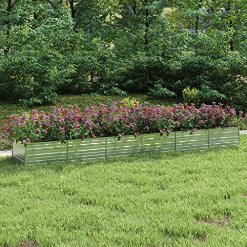 Hochbeet Garten Schrank, Blumfeldt Hochbeet Garten-Hochbeet 480x80x45 cm Verzinkter Stahl Silber Hohe Stabilität für Garten/Terrasse/Balkon
