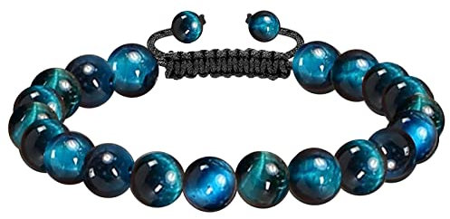 GoPaw Tigeraugen-Perlen Buddha-Armband,8 MM Naturstein Armband,Stein Armband,Perlen ArmbäNder FüR Herren Und Damen
