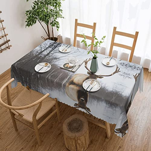 Rechteckige Tischdecke mit Hirschmotiv, 137,2 x 182,9 cm, Leinen, weich, knitterfrei, Tischdecke für Küche, Esszimmer, Party, Camping