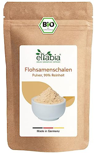 Bio Flohsamenschalen Pulver 100g | 99% Reinheit Flohsamen Schalen gemahlen | Premium Rohkost Qualität aus Indien | Vegan
