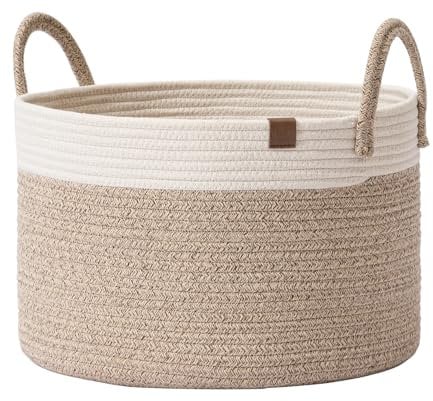 LA JOLIE MUSE Paniers de Rangement en Corde Tressée - Grand Panier en Coton, Panier à Linge pour ranger Couvertures, Jouets pour Enfants, Panier de Buanderie pour Vêtements Bébé