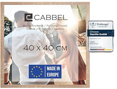 CABBEL Bilderrahmen 40x40 cm, Mokka, stabiles MDF-Holz Rahmen, bruchsicherem Plexi-Glas, zum Aufhängen, ideal für Fotos/Bilder/Collage