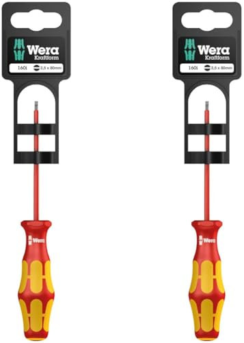Wera 160 i VDE-isolierter Schlitz-Schraubendreher, 0.4 x 2.5 x 80 mm (Packung mit 2)