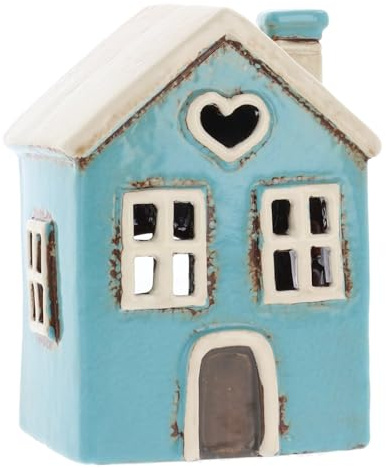 Shudehill Giftware Village Pottery Mini-Teelicht in Herzform, Keramik, Aqua