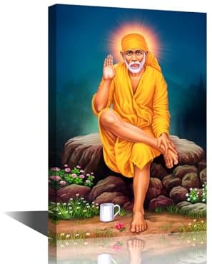 Schlafzimmer-Dekor, Wandkunst, Motiv: Indischer Gott, Sai Baba, Wanddekoration für Wohnzimmer, Hindu-Gott, Heimdekoration, Kunstwerk für Zuhause, Wände, Leinwand, Poster, gerahmt, fertig zum